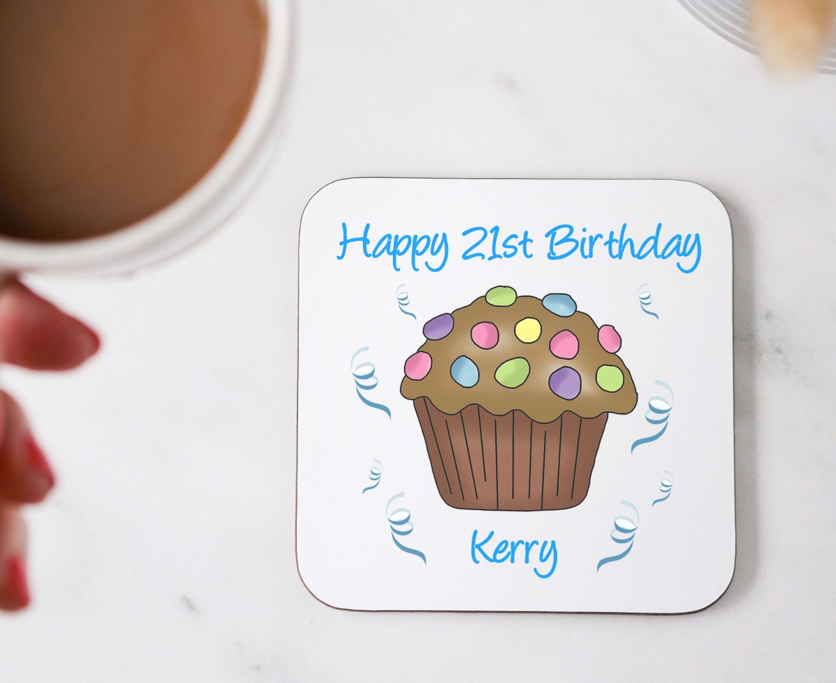 Cupcake (Chocolate) Personalised Birthday Coaster